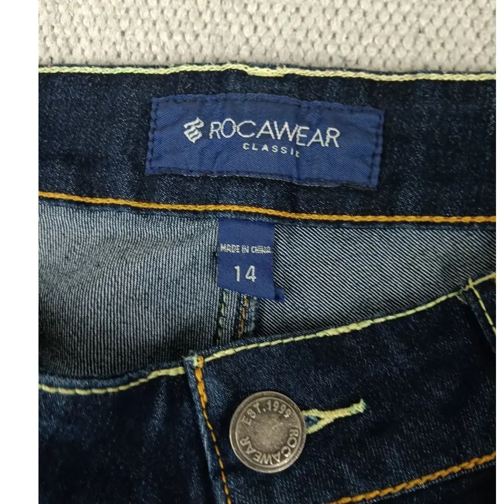Rocawear Classic Skinny Jean Women 14 33X33‎  Dark Wash Rhinestone Back Stretch